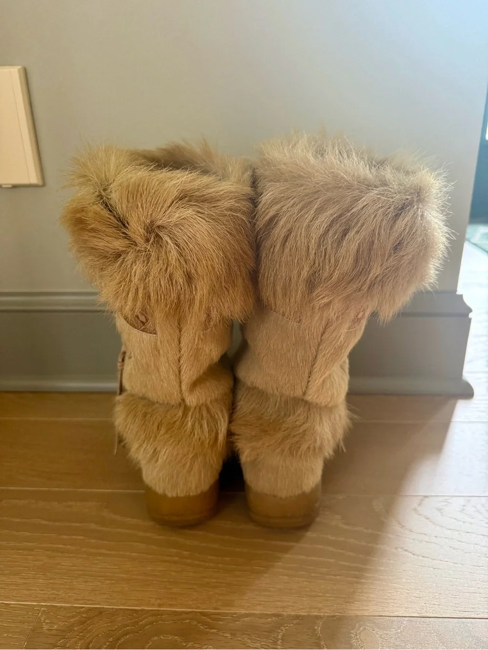 Tecnica Camel Fur Tassel Mid-Calf Boots